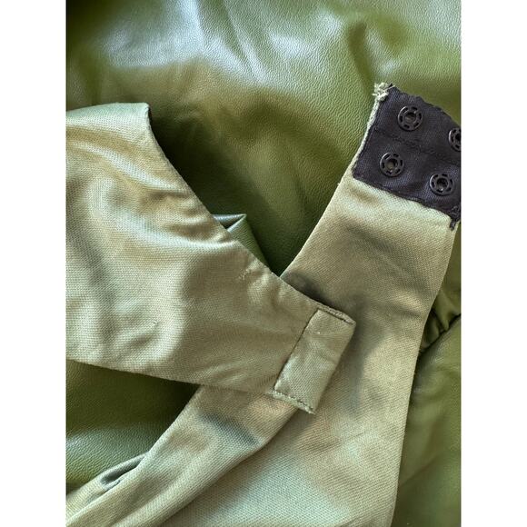 New ZARA Women's Olive Green Faux Leather Bodysuit Size XL - Picture 5 of 5
